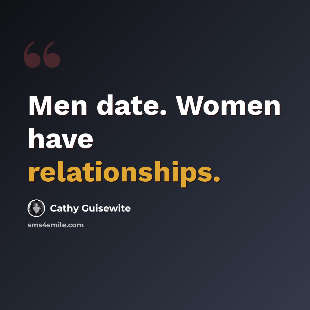 “Men date. Women have relationships.” quote by Cathy Guisewite