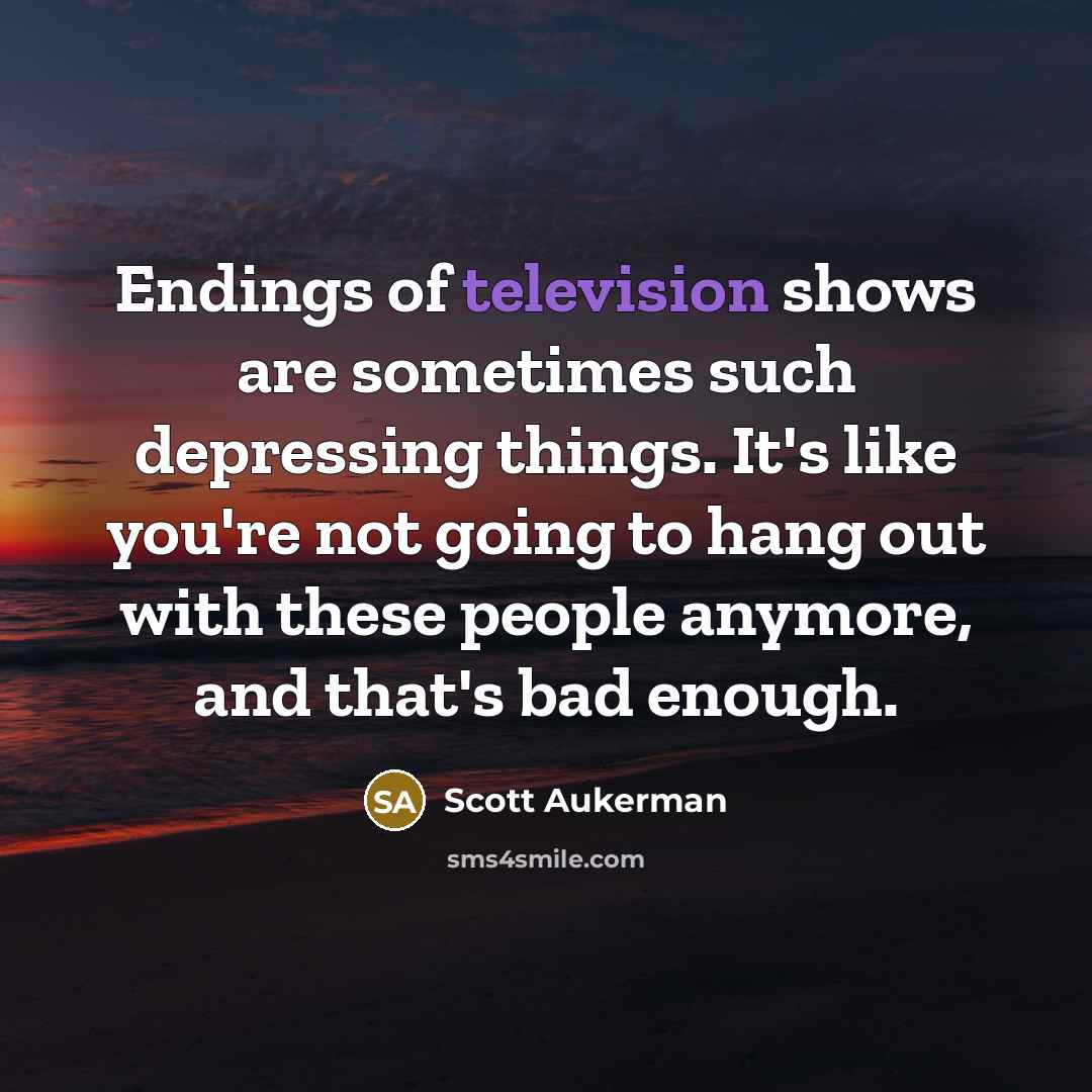 “Endings of television shows are sometimes such depressing things. It's like you're not going to hang out with these people anymore, and that's bad enough.” quote by Scott Aukerman