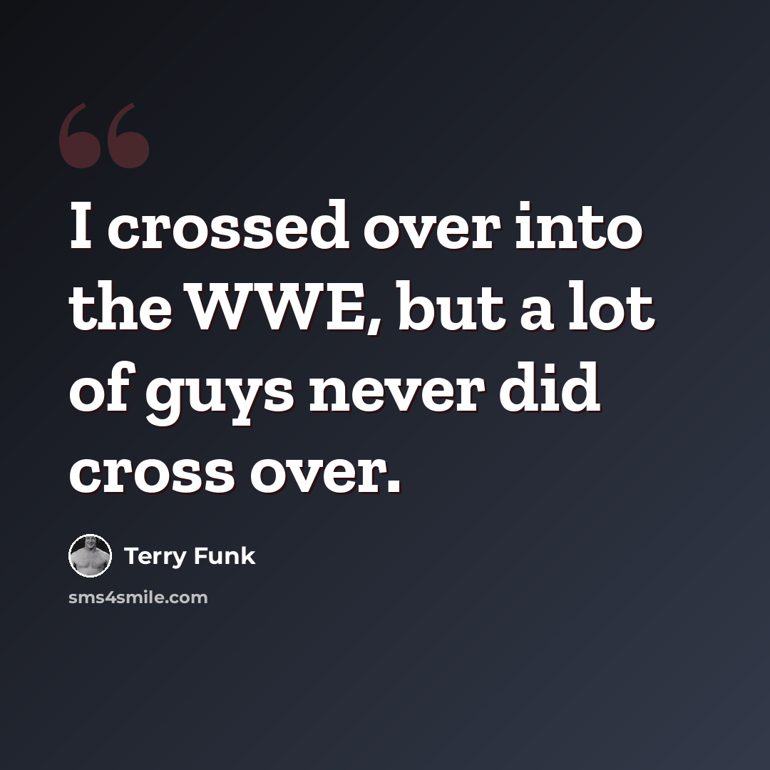 “I crossed over into the WWE, but a lot of guys never did cross over.” quote by Terry Funk