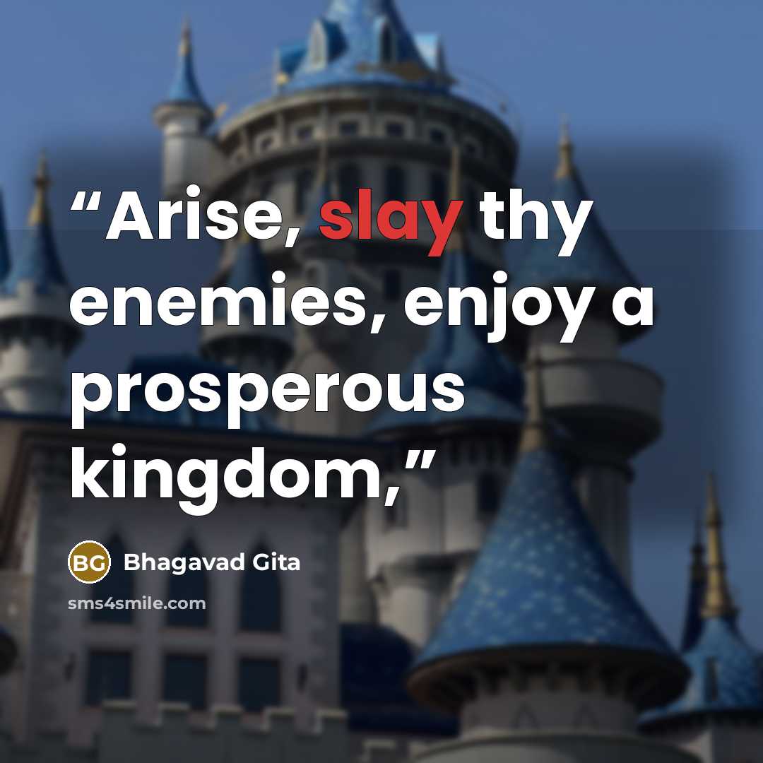“Arise, slay thy enemies, enjoy a prosperous kingdom,” quote by Bhagavad Gita