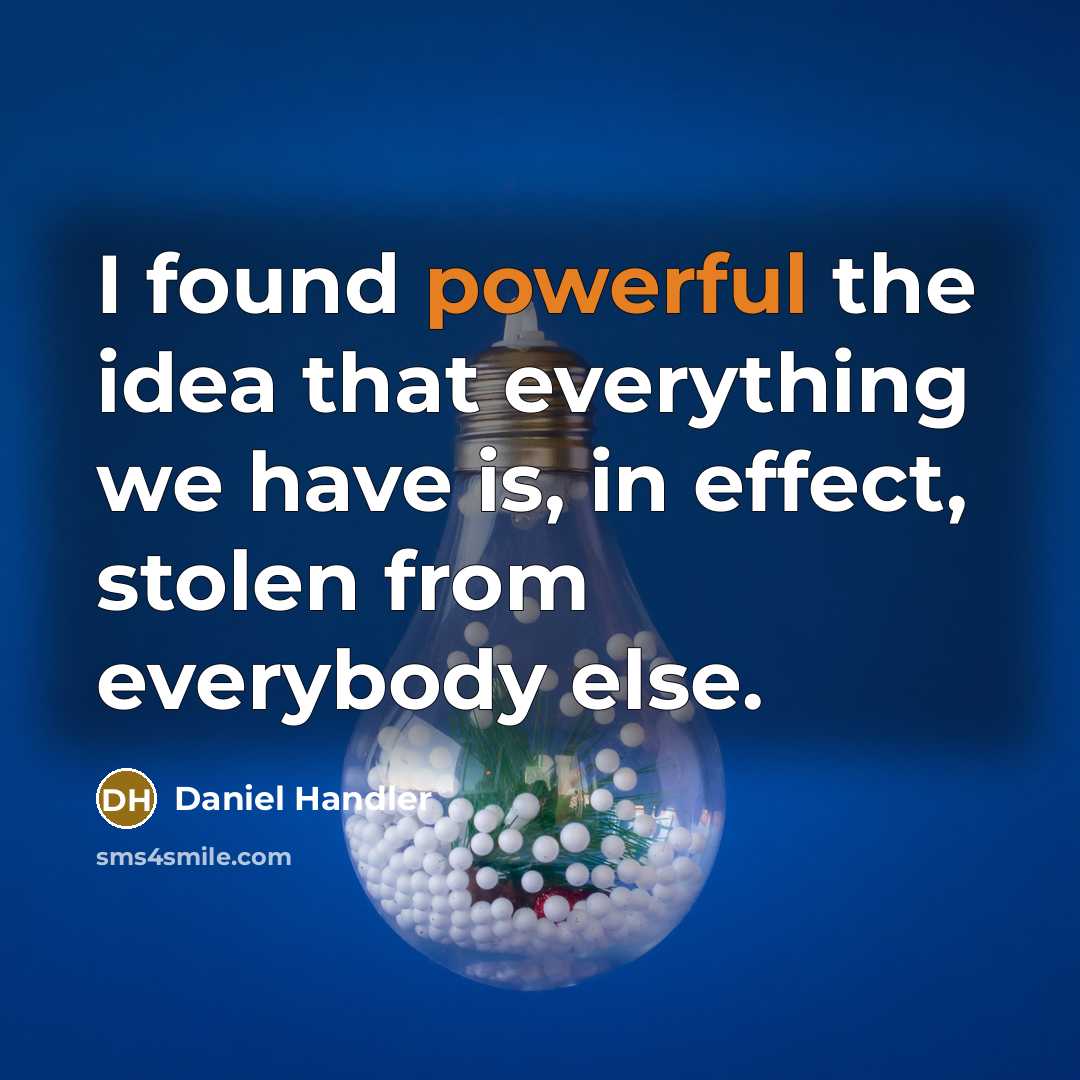 “I found powerful the idea that everything we have is, in effect, stolen from everybody else.” quote by Daniel Handler