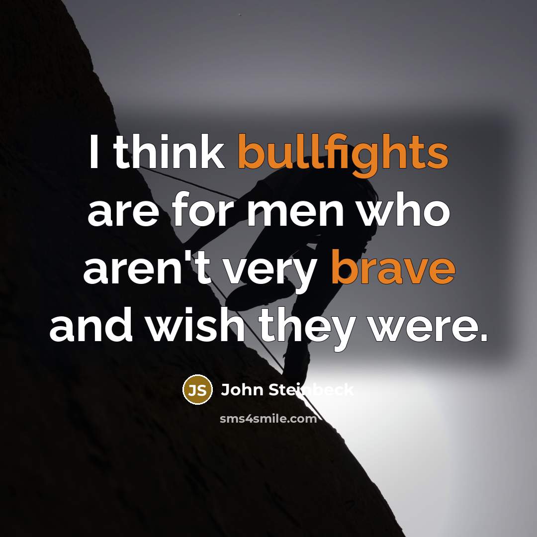 “I think bullfights are for men who aren't very brave and wish they were.” quote by John Steinbeck