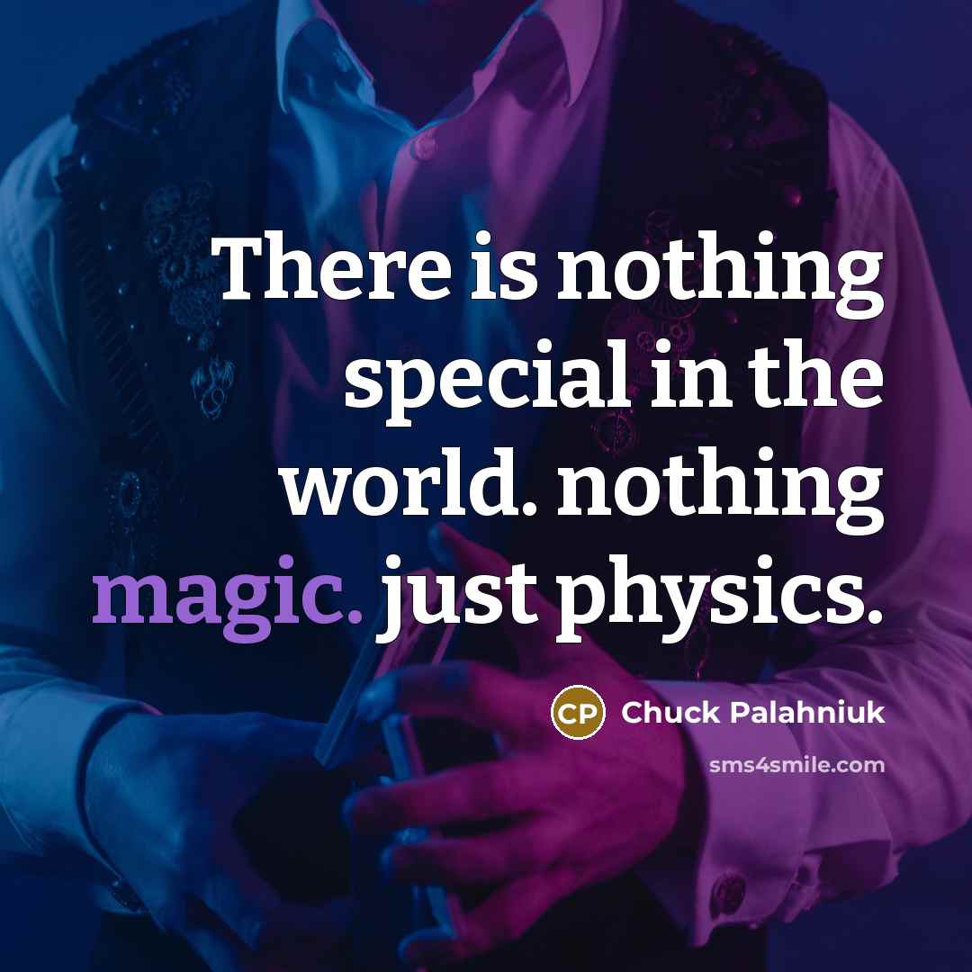 “There is nothing special in the world. nothing magic. just physics.” quote by Chuck Palahniuk