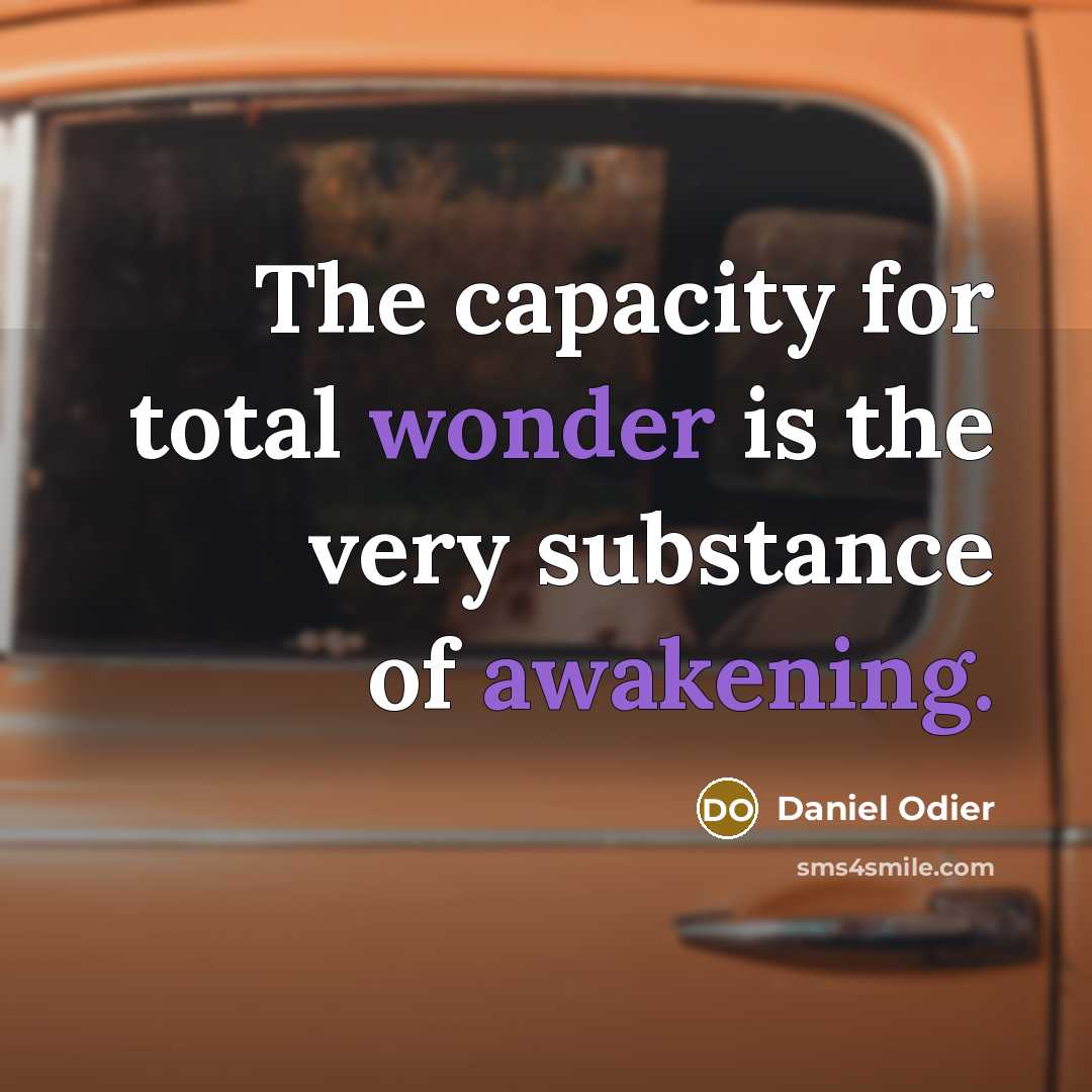 “The capacity for total wonder is the very substance of awakening.” quote by Daniel Odier