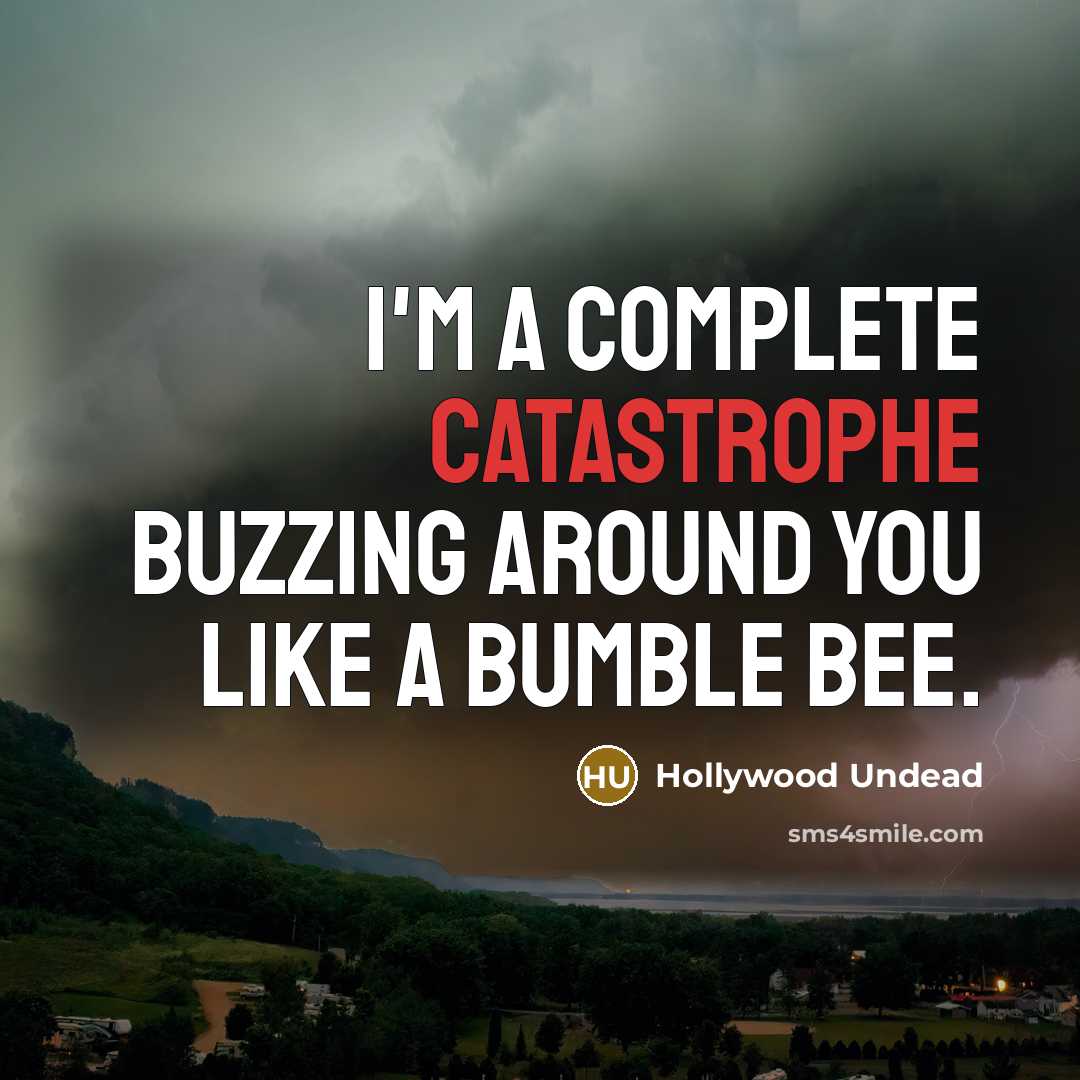 “I'm a complete catastrophe buzzing around you like a bumble bee.” quote by Hollywood Undead