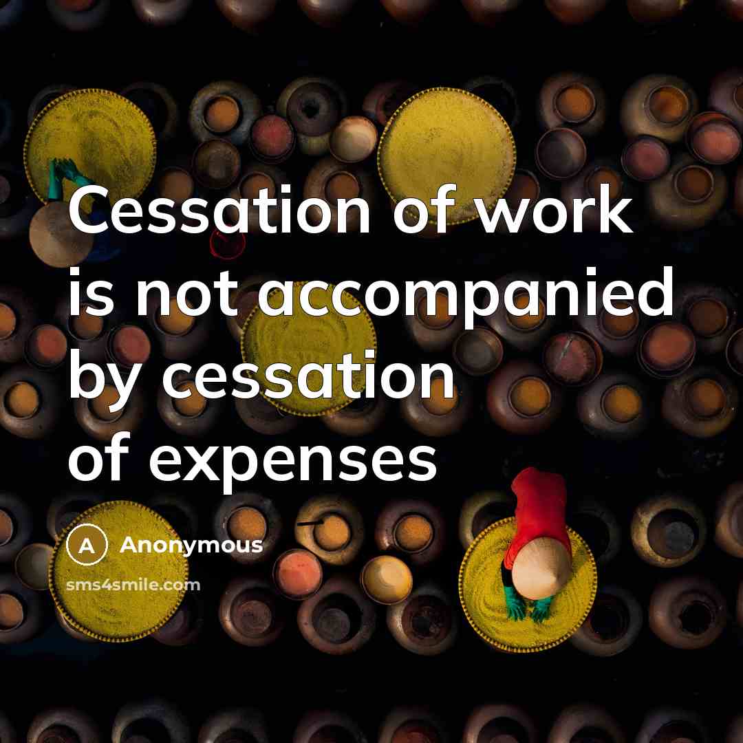 “Cessation of work is not accompanied by cessation of expenses” quote by Anonymous