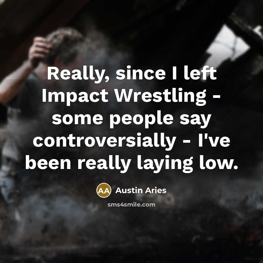 “Really, since I left Impact Wrestling - some people say controversially - I've been really laying low.” quote by Austin Aries