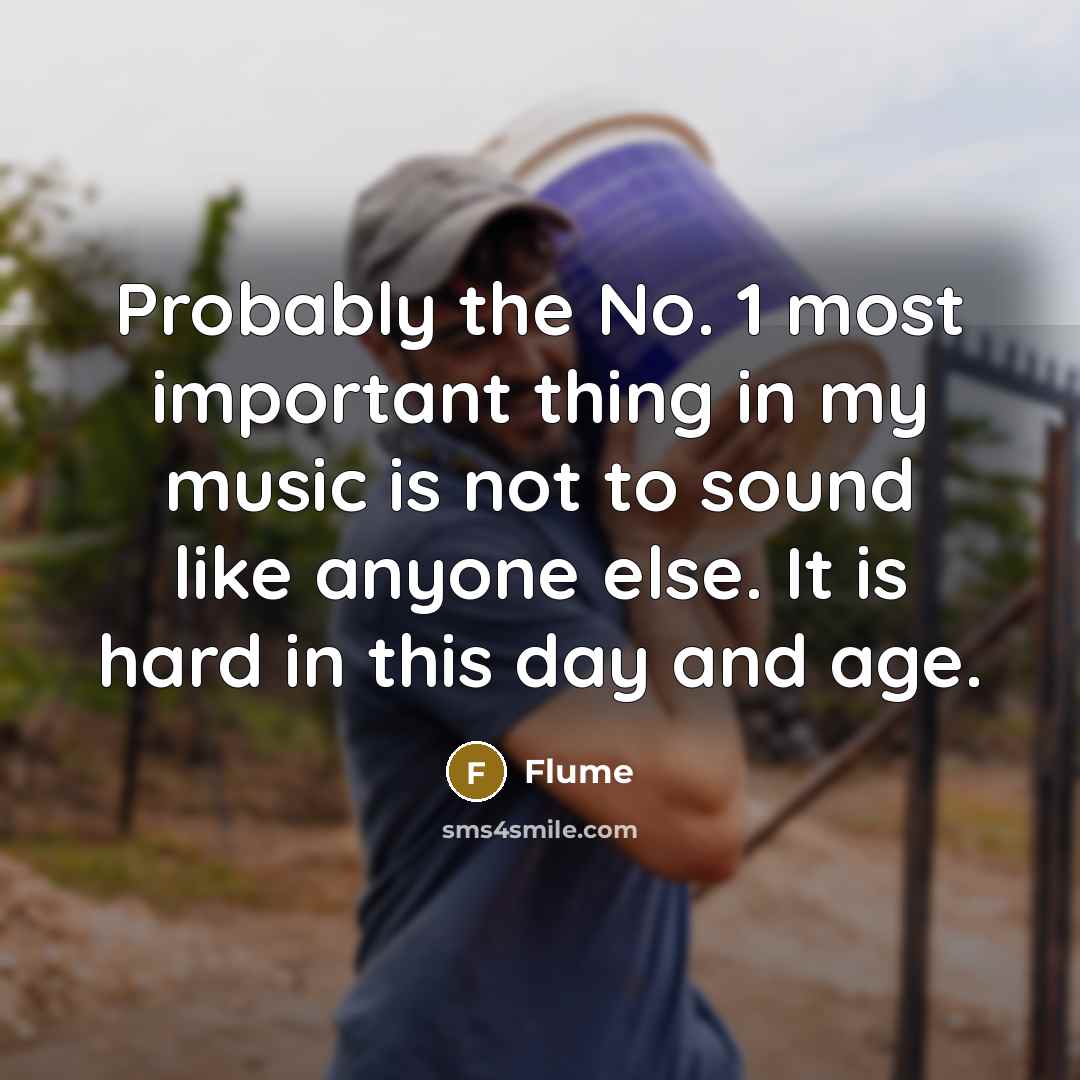 “Probably the No. 1 most important thing in my music is not to sound like anyone else. It is hard in this day and age.” quote by Flume