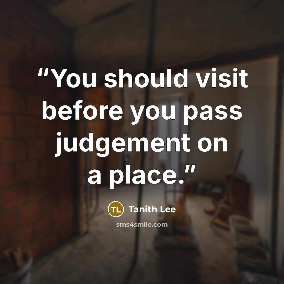 “You should visit before you pass judgement on a place.” quote by Tanith Lee