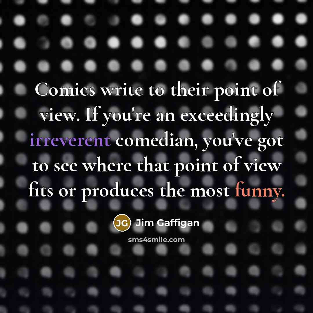 “Comics write to their point of view. If you're an exceedingly irreverent comedian, you've got to see where that point of view fits or produces the most funny.” quote by Jim Gaffigan