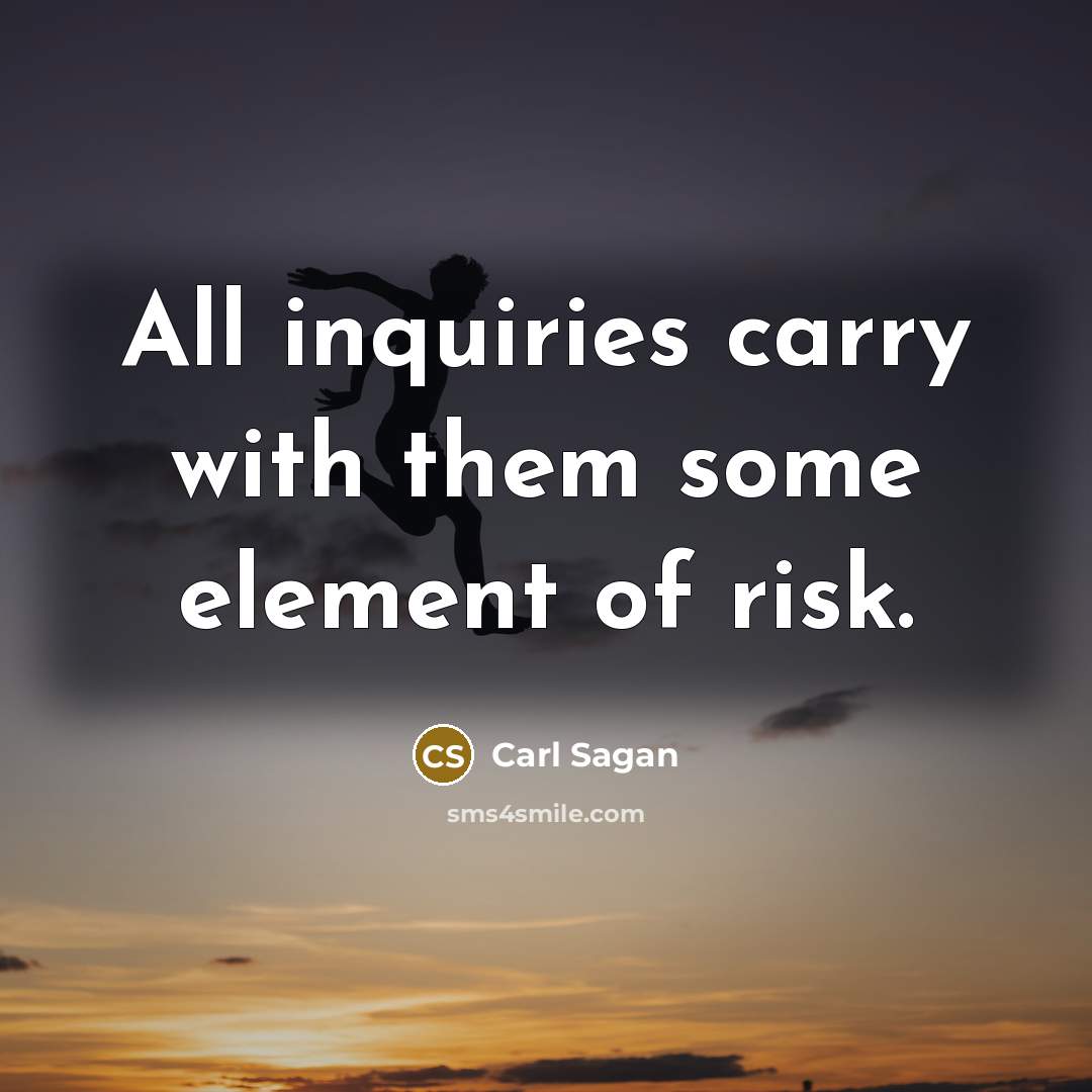 “All inquiries carry with them some element of risk.” quote by Carl Sagan