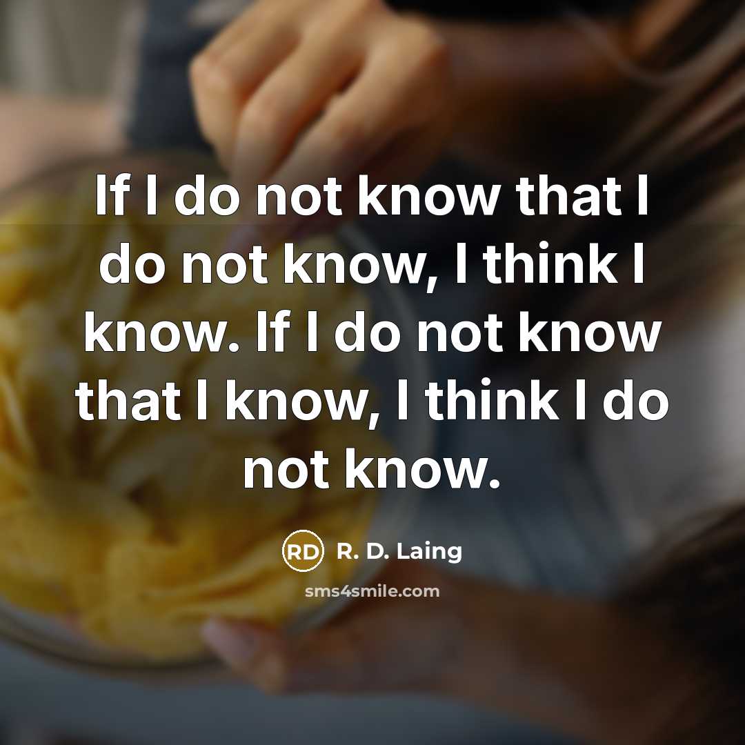 “If I do not know that I do not know, I think I know. If I do not know that I know, I think I do not know.” quote by R. D. Laing