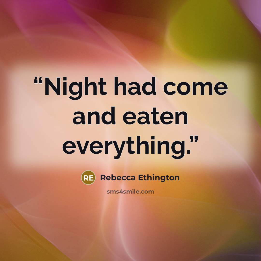 “Night had come and eaten everything.” quote by Rebecca Ethington