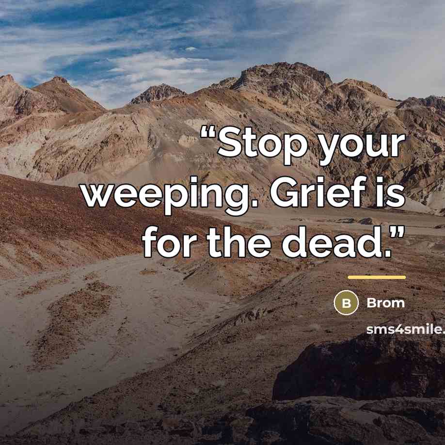 “Stop your weeping. Grief is for the dead.” quote by Brom