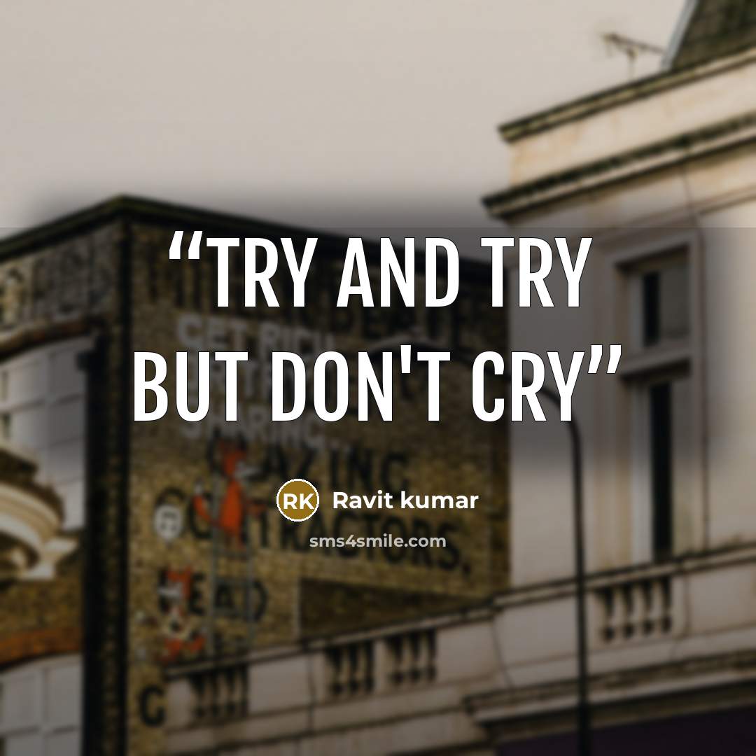 “Try And Try But Don't Cry” quote by Ravit kumar
