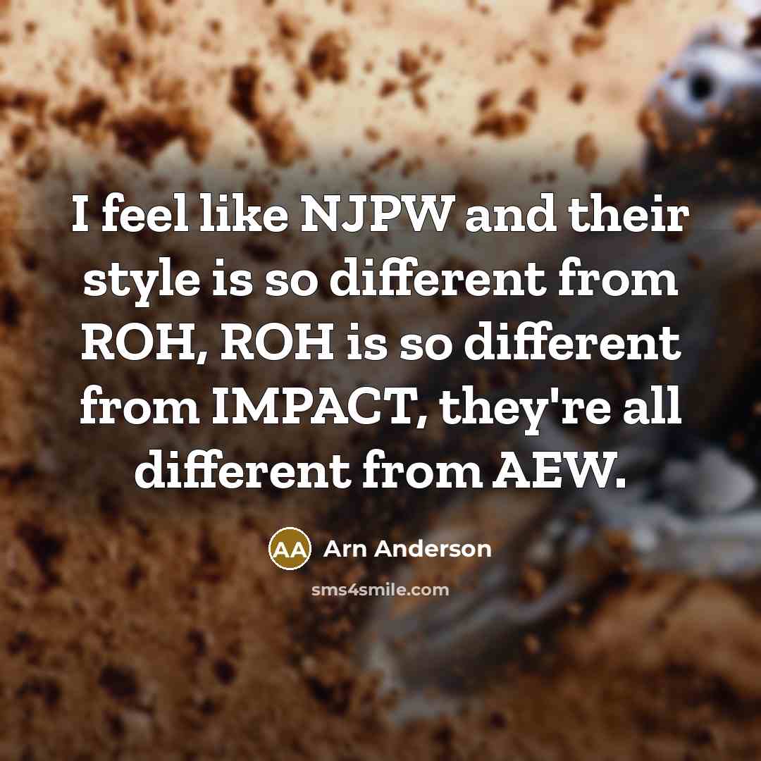 “I feel like NJPW and their style is so different from ROH, ROH is so different from IMPACT, they're all different from AEW.” quote by Arn Anderson