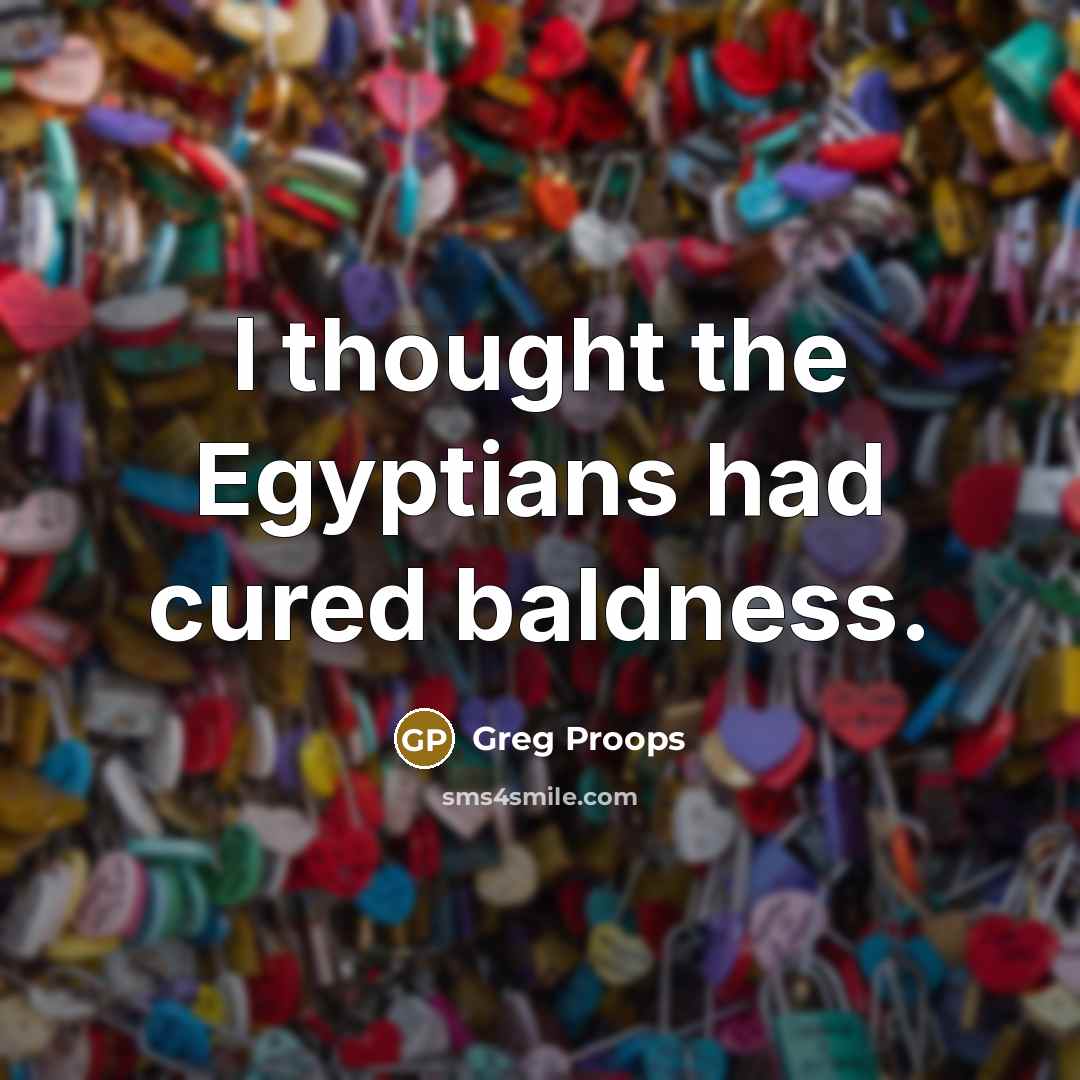 “I thought the Egyptians had cured baldness.” quote by Greg Proops