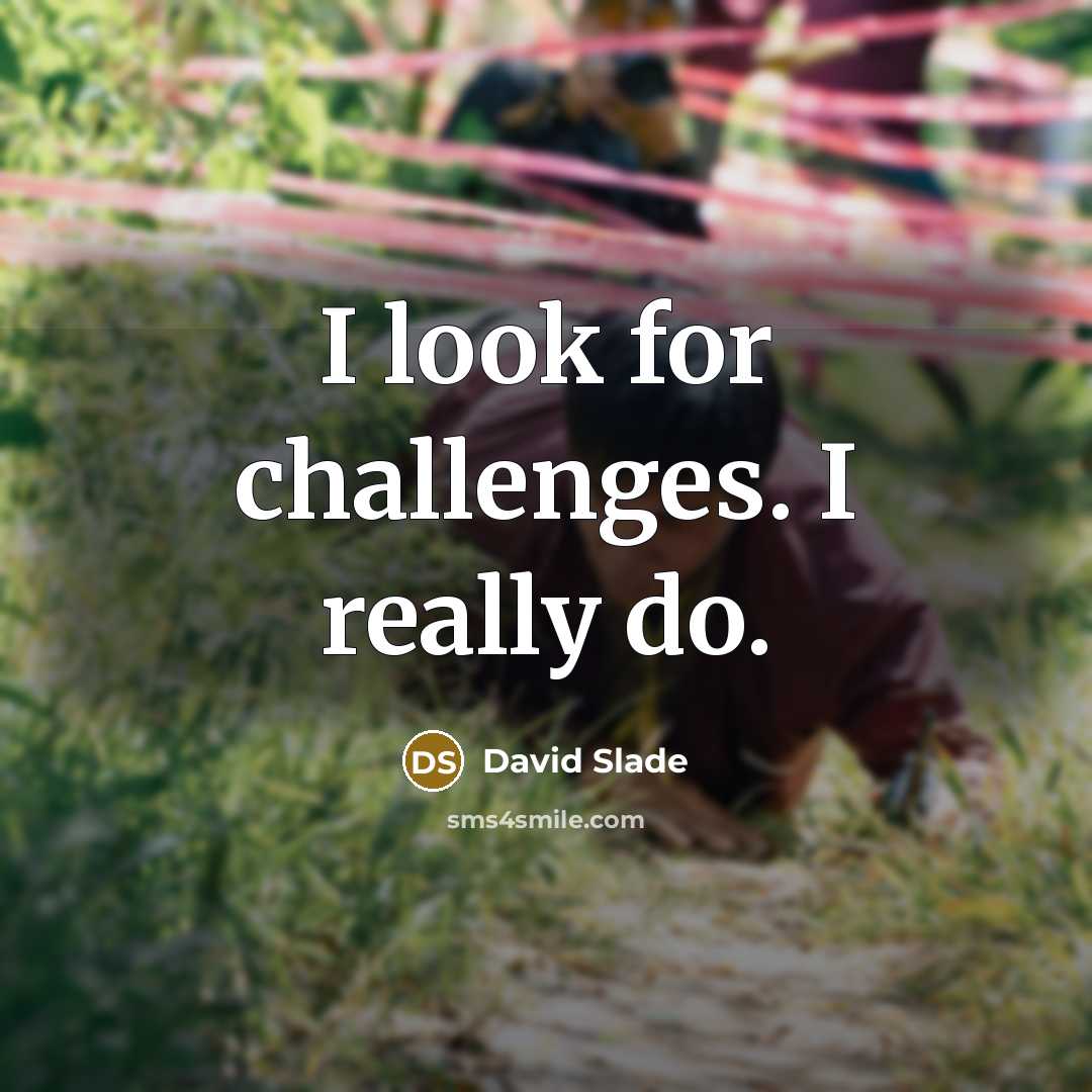 “I look for challenges. I really do.” quote by David Slade
