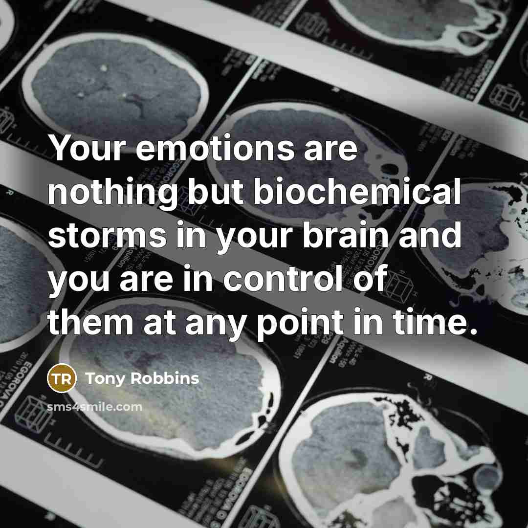 “Your emotions are nothing but biochemical storms in your brain and you are in control of them at any point in time.” quote by Tony Robbins