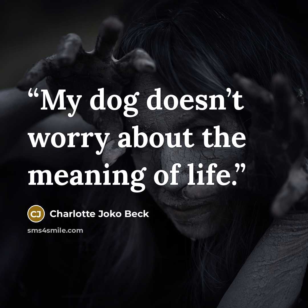 “My dog doesn’t worry about the meaning of life.” quote by Charlotte Joko Beck
