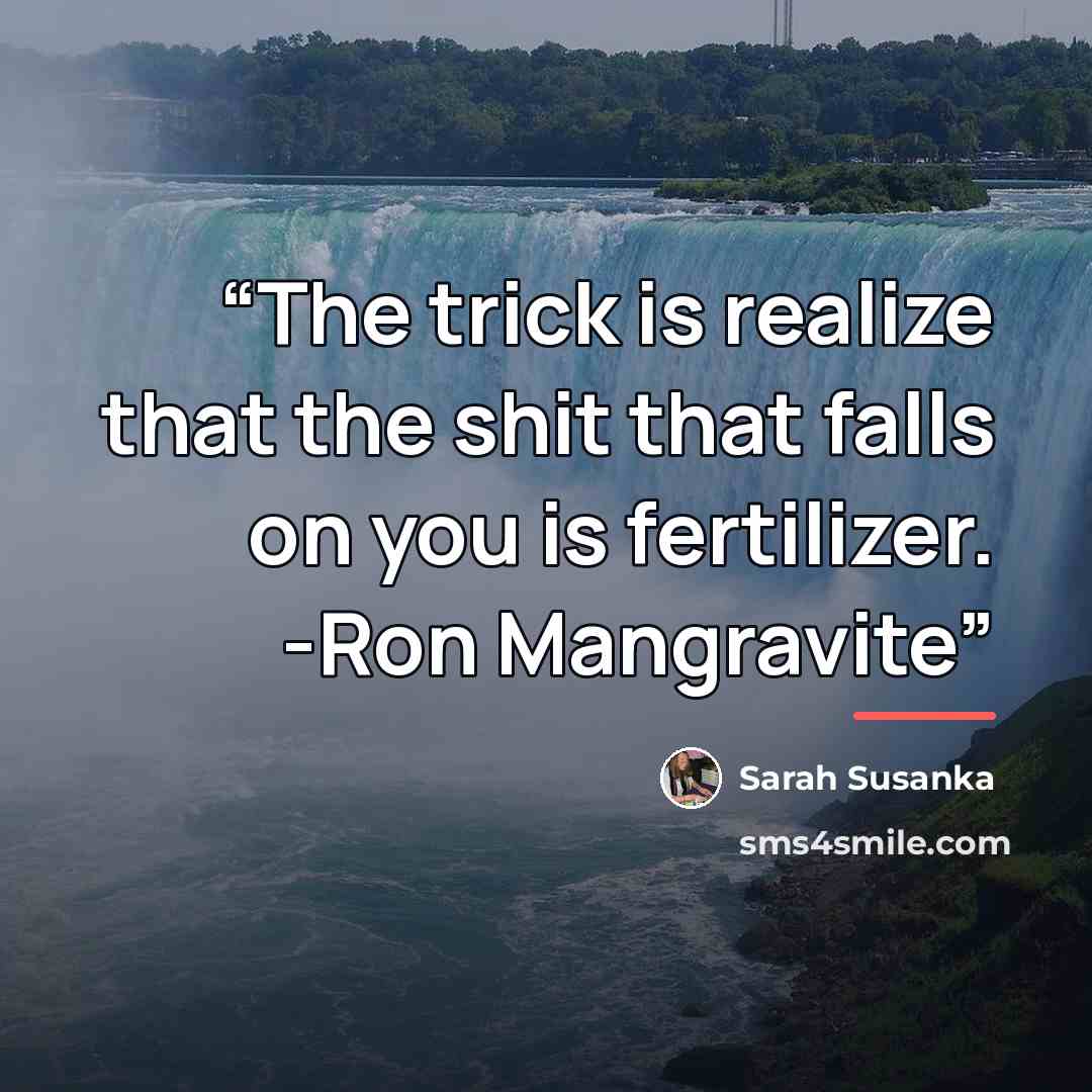 “The trick is realize that the shit that falls on you is fertilizer. -Ron Mangravite” quote by Sarah Susanka