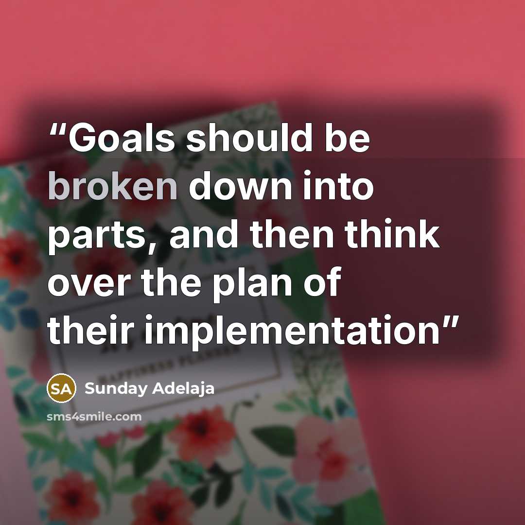 “Goals should be broken down into parts, and then think over the plan of their implementation” quote by Sunday Adelaja