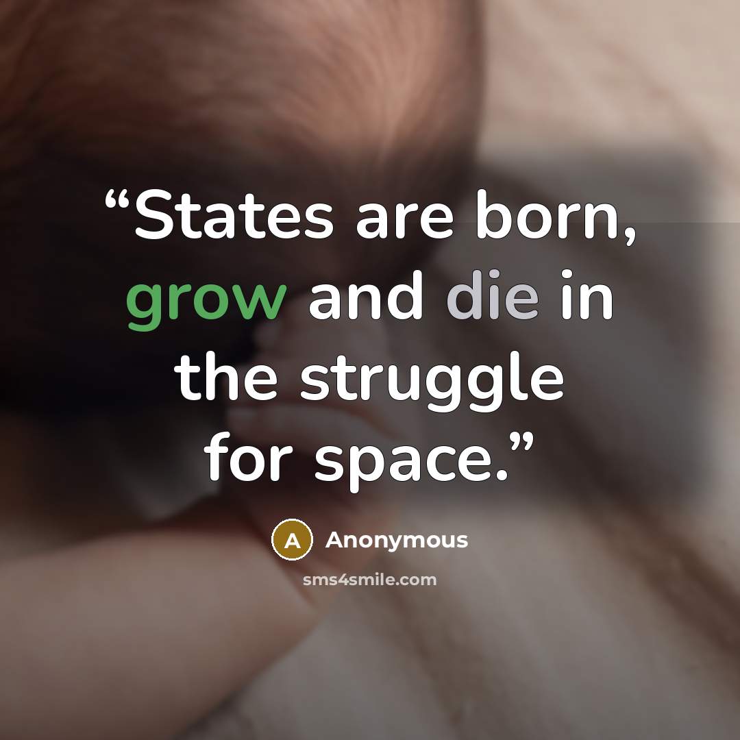 “States are born, grow and die in the struggle for space.” quote by Anonymous