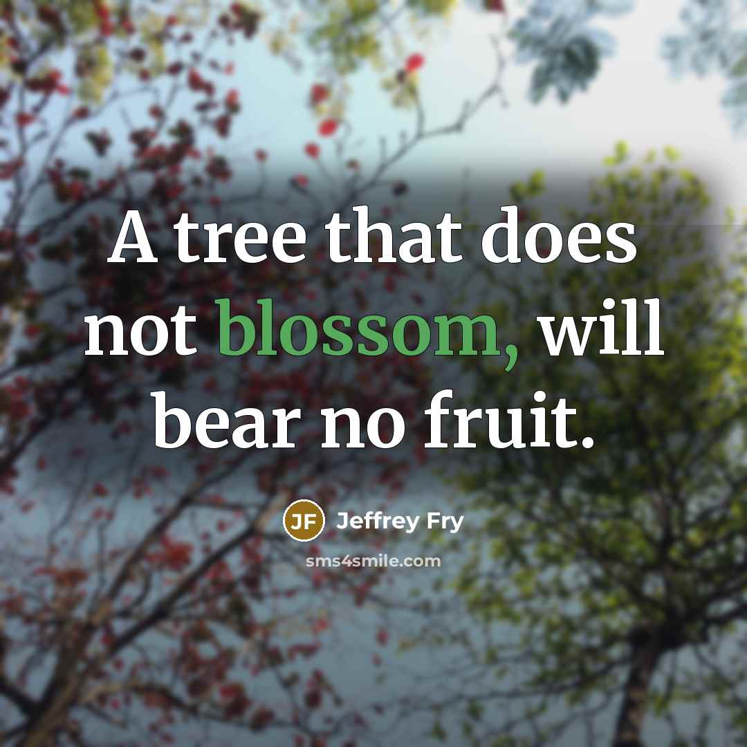 “A tree that does not blossom, will bear no fruit.” quote by Jeffrey Fry