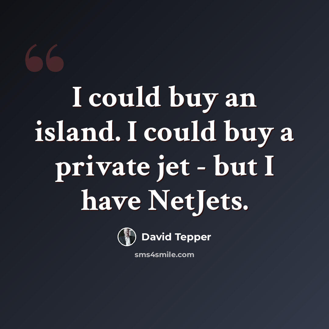 “I could buy an island. I could buy a private jet - but I have NetJets.” quote by David Tepper