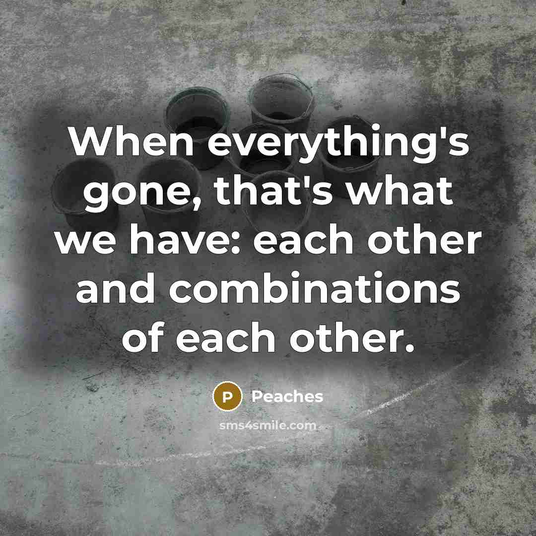 “When everything's gone, that's what we have: each other and combinations of each other.” quote by Peaches