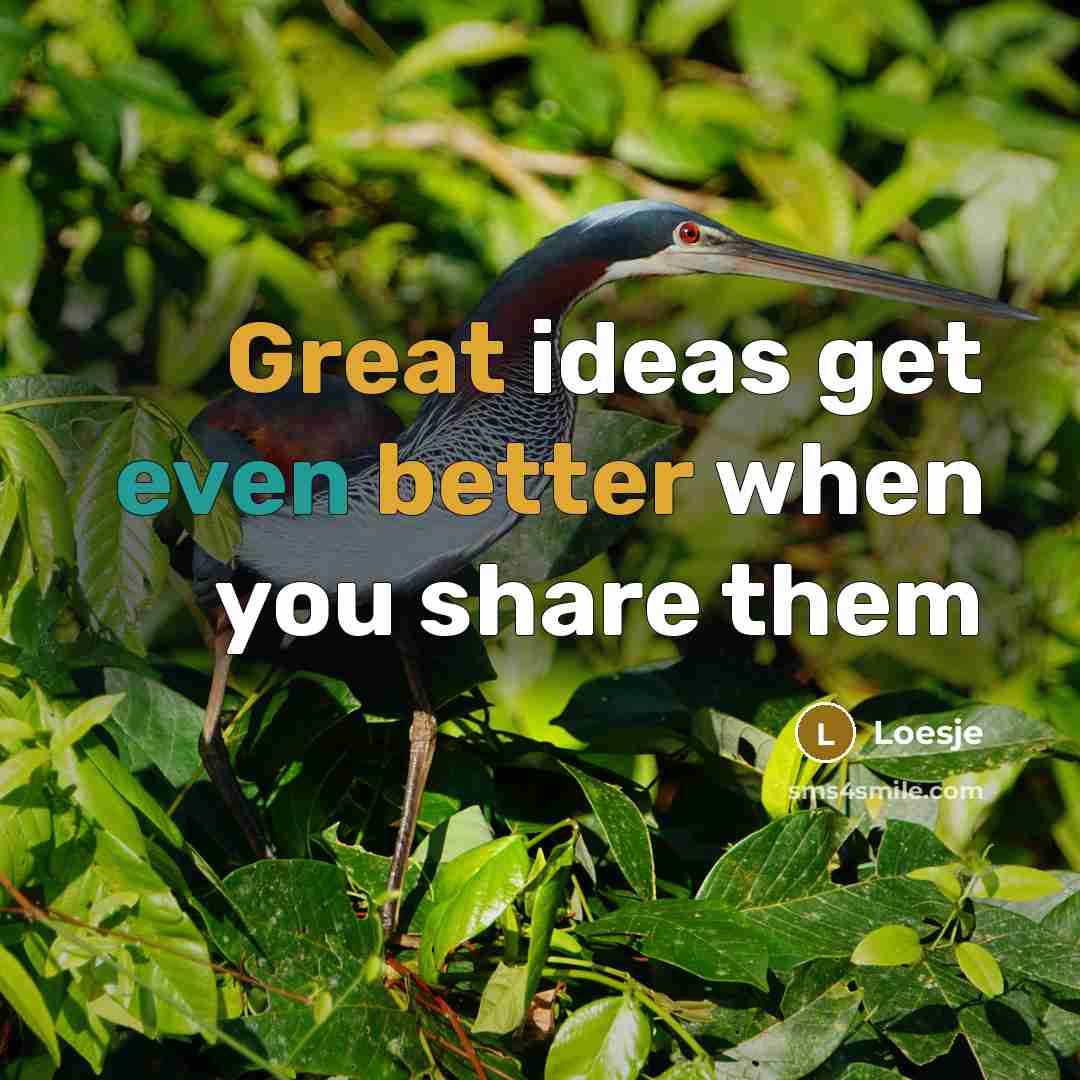 “Great ideas get even better when you share them” quote by Loesje