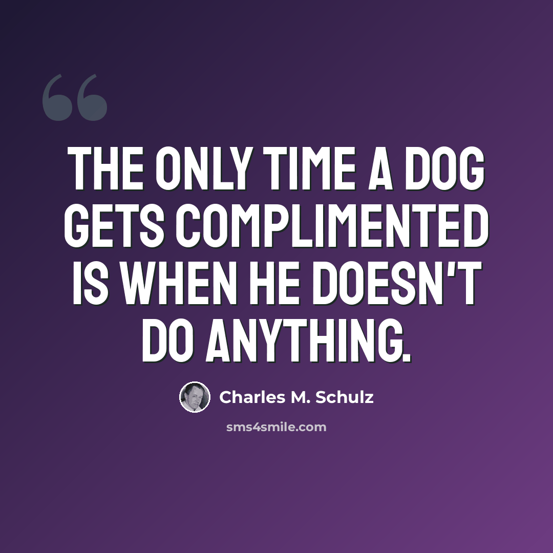 “The only time a dog gets complimented is when he doesn't do anything.” quote by Charles M. Schulz
