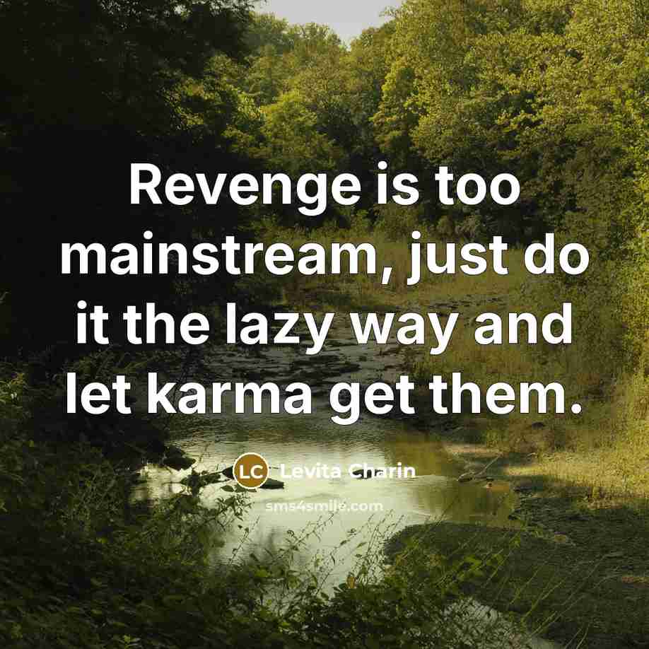 “Revenge is too mainstream, just do it the lazy way and let karma get them.” quote by Levita Charin