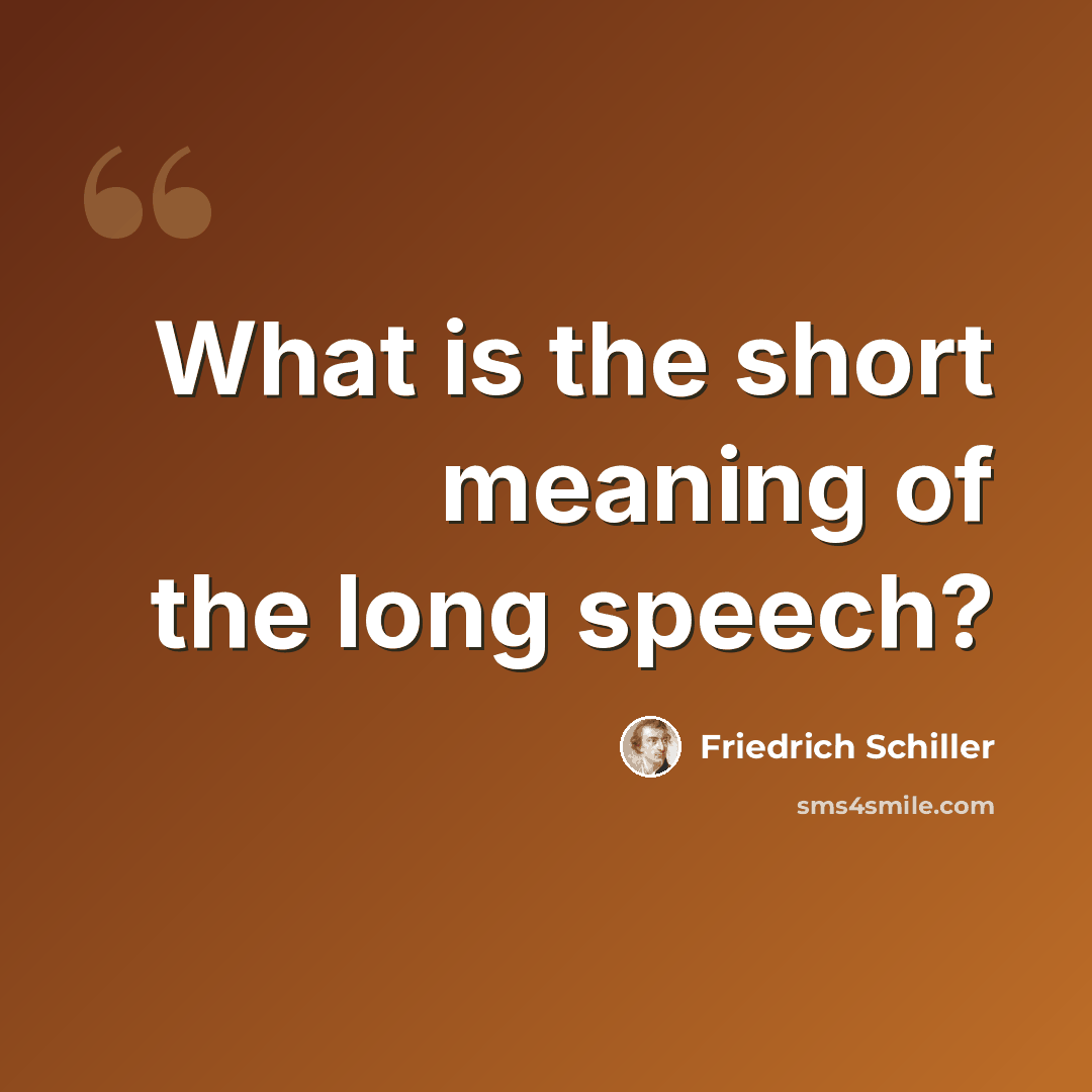 “What is the short meaning of the long speech?” quote by Friedrich Schiller