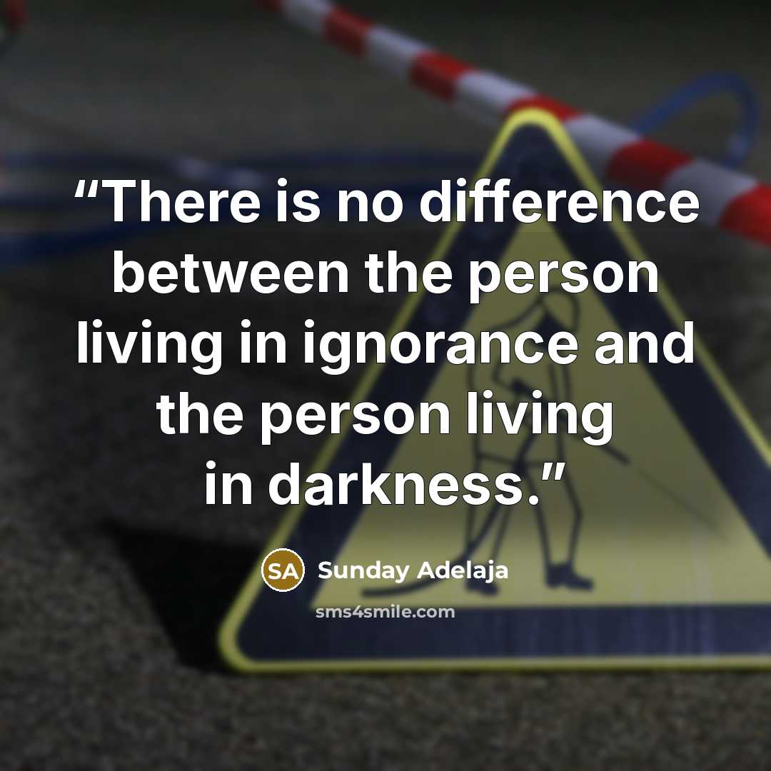 “There is no difference between the person living in ignorance and the person living in darkness.” quote by Sunday Adelaja