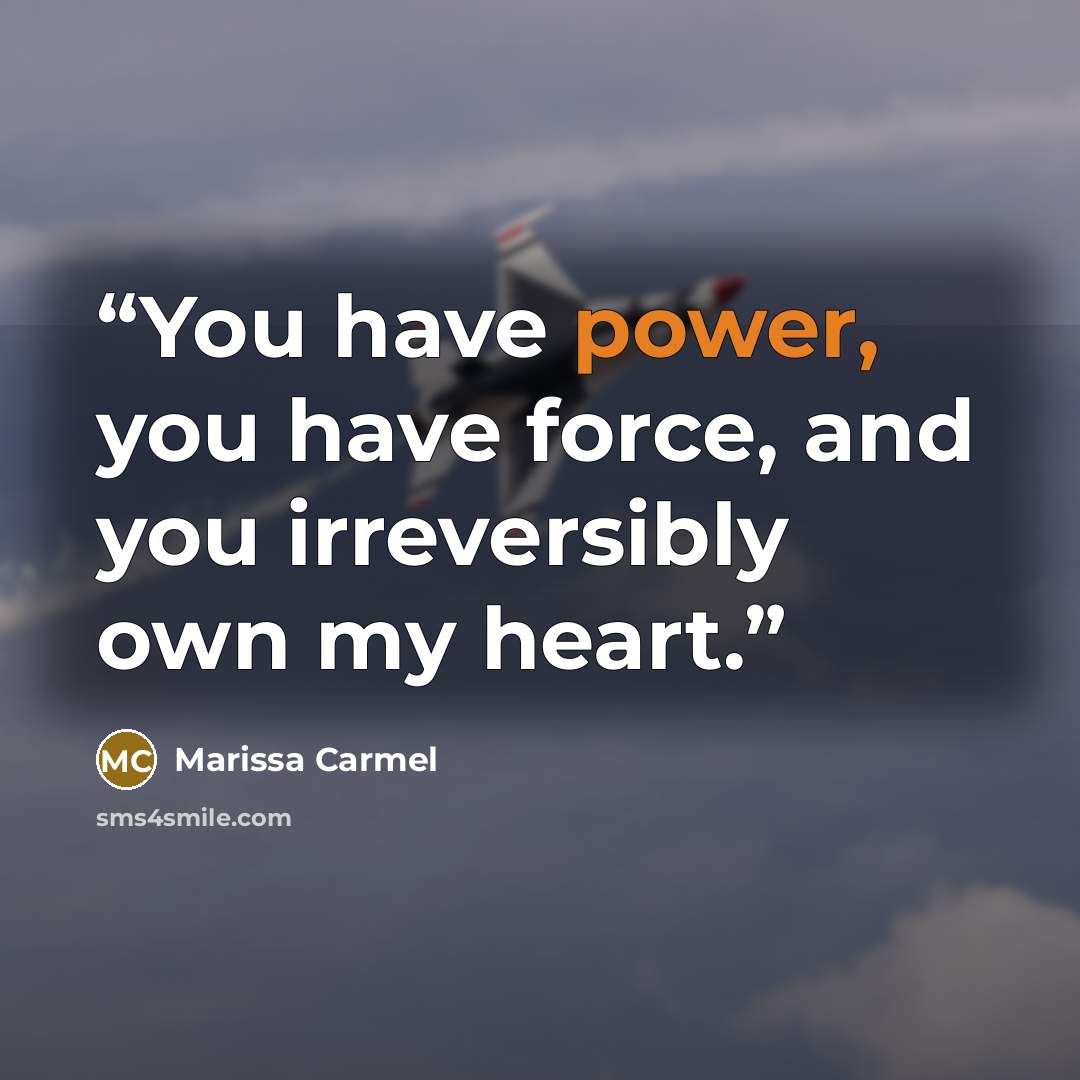 “You have power, you have force, and you irreversibly own my heart.” quote by Marissa Carmel