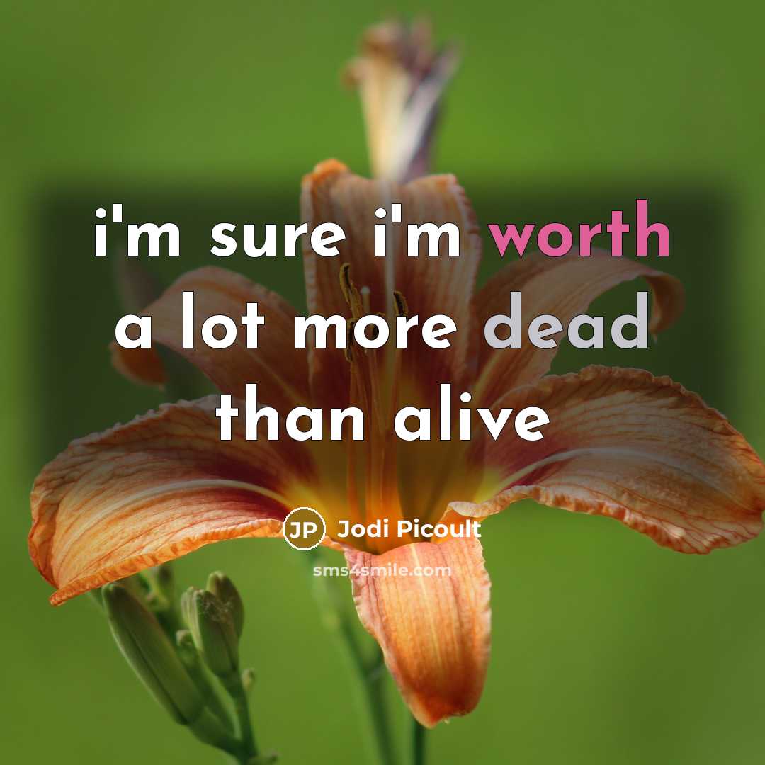 “i'm sure i'm worth a lot more dead than alive” quote by Jodi Picoult