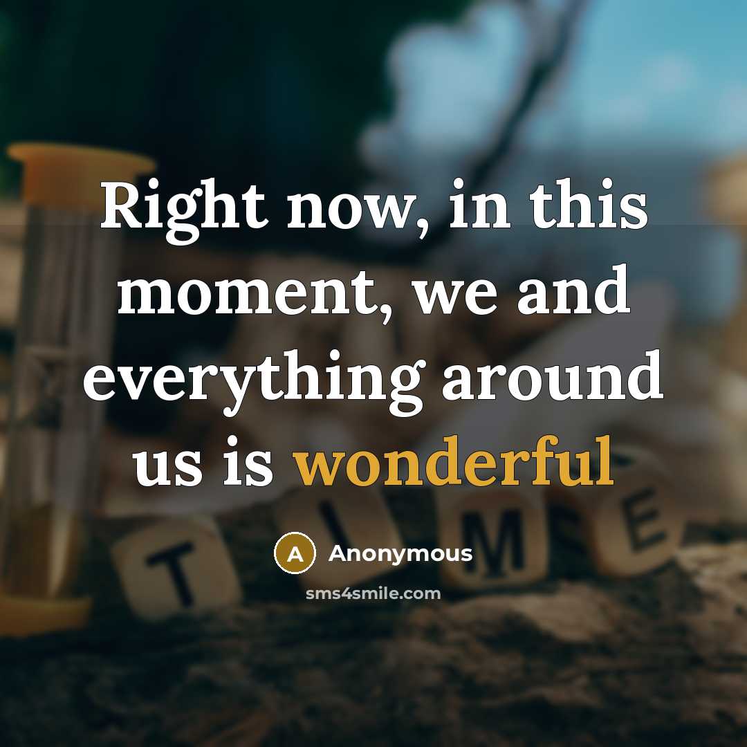 “Right now, in this moment, we and everything around us is wonderful” quote by Anonymous