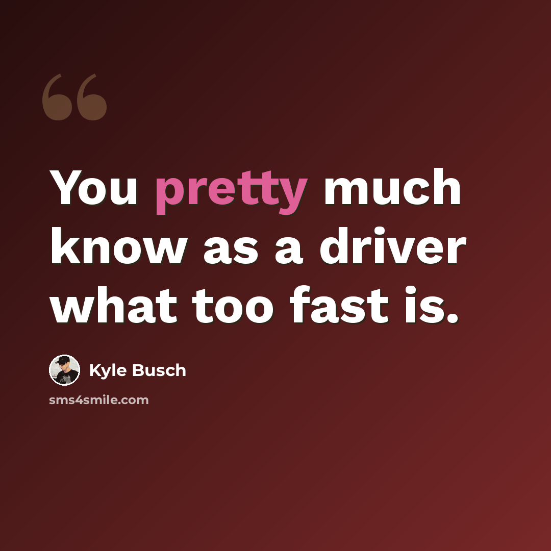 “You pretty much know as a driver what too fast is.” quote by Kyle Busch