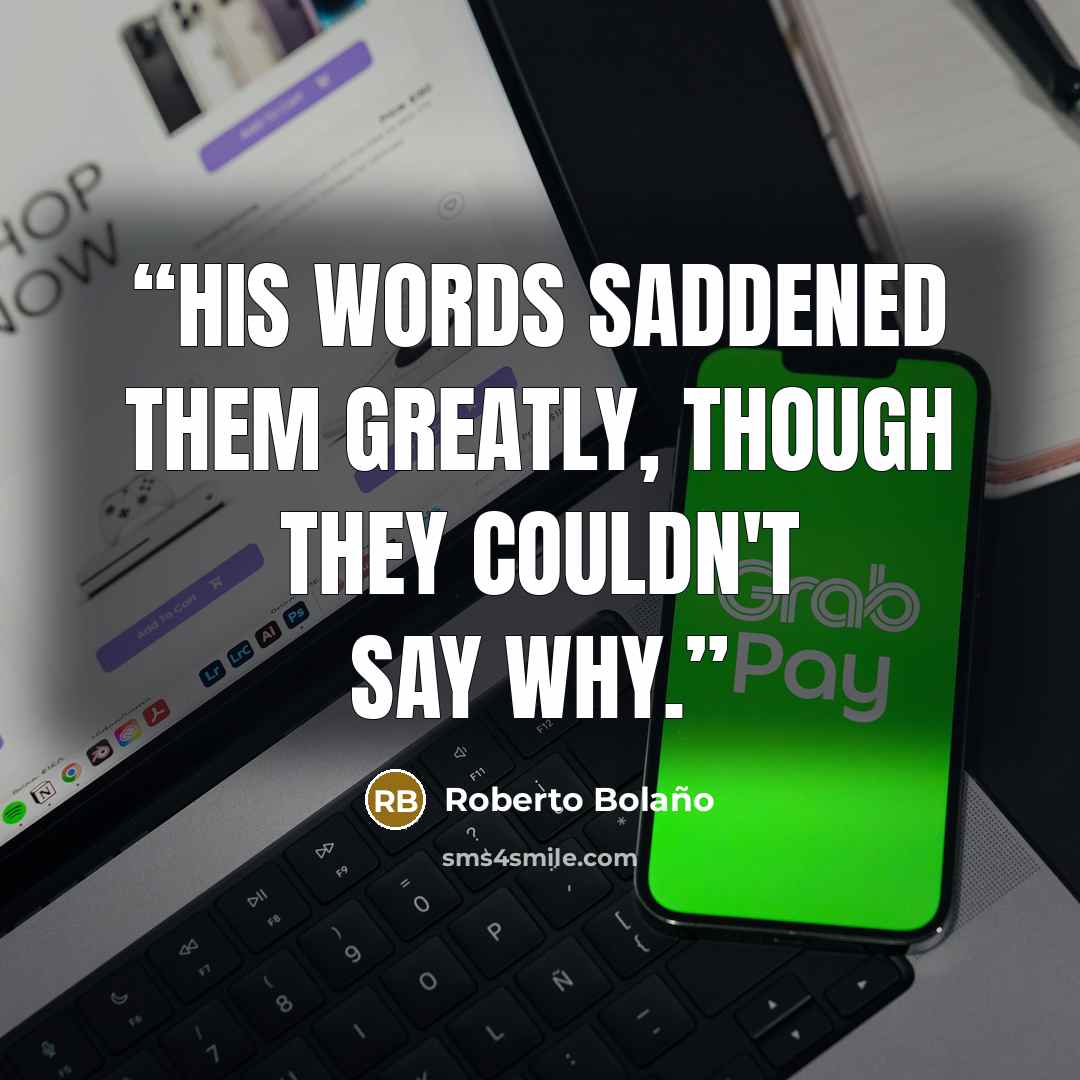 “His words saddened them greatly, though they couldn't say why.” quote by Roberto Bolaño