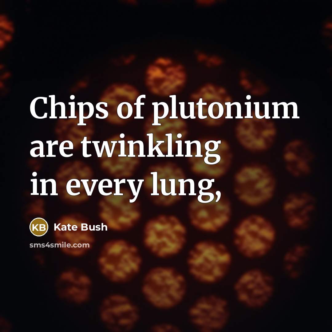 “Chips of plutonium are twinkling in every lung,” quote by Kate Bush