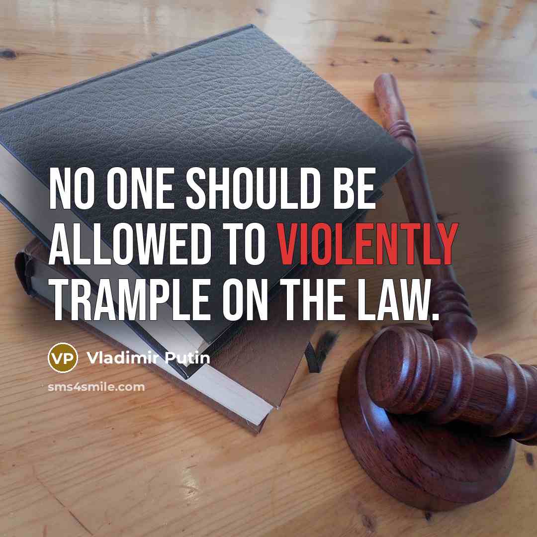 “No one should be allowed to violently trample on the law.” quote by Vladimir Putin
