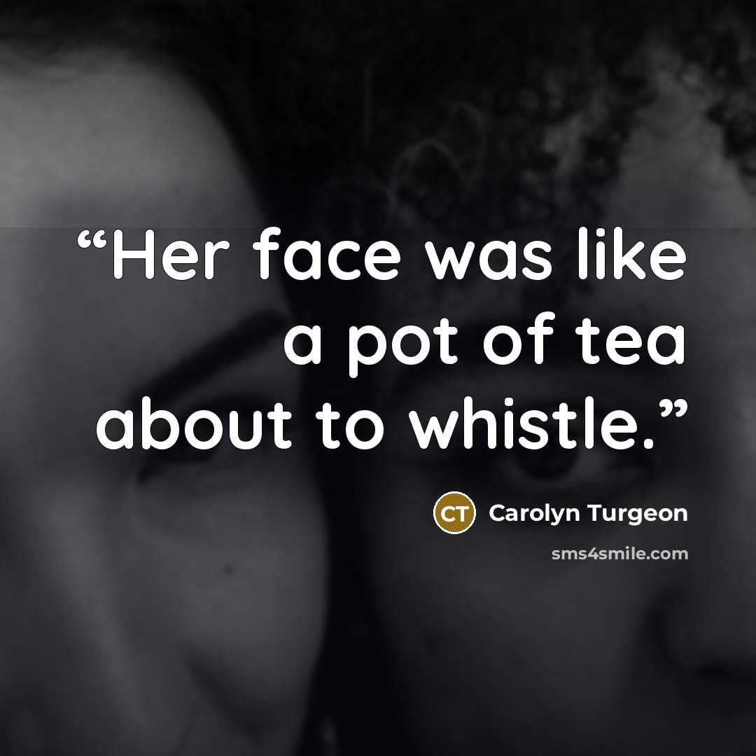 “Her face was like a pot of tea about to whistle.” quote by Carolyn Turgeon
