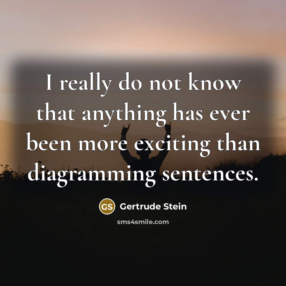 “I really do not know that anything has ever been more exciting than diagramming sentences.” quote by Gertrude Stein
