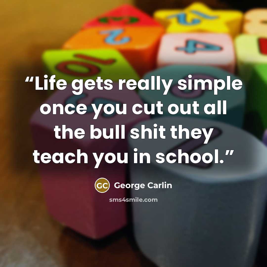 “Life gets really simple once you cut out all the bull shit they teach you in school.” quote by George Carlin