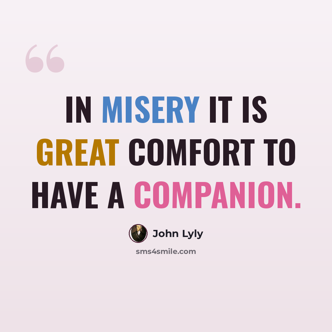 “In misery it is great comfort to have a companion.” quote by John Lyly