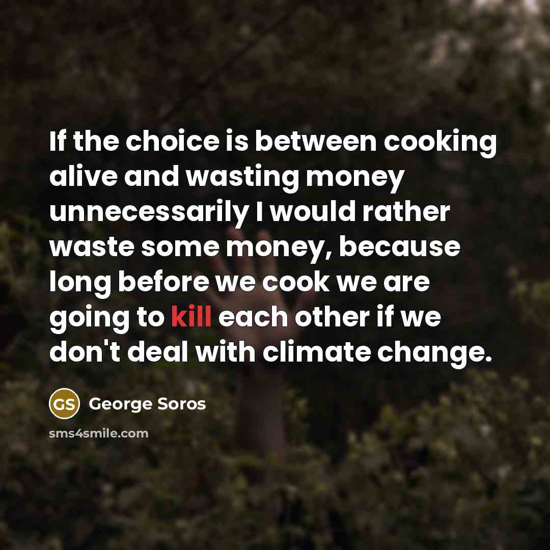 “If the choice is between cooking alive and wasting money unnecessarily I would rather waste some money, because long before we cook we are going to kill each other if we don't deal with climate change.” quote by George Soros
