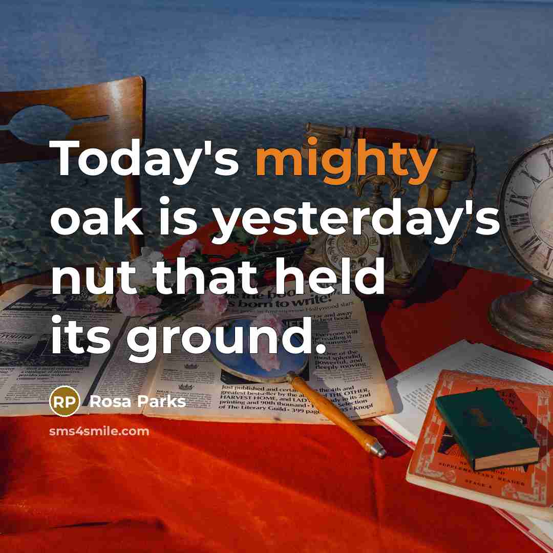 “Today's mighty oak is yesterday's nut that held its ground.” quote by Rosa Parks