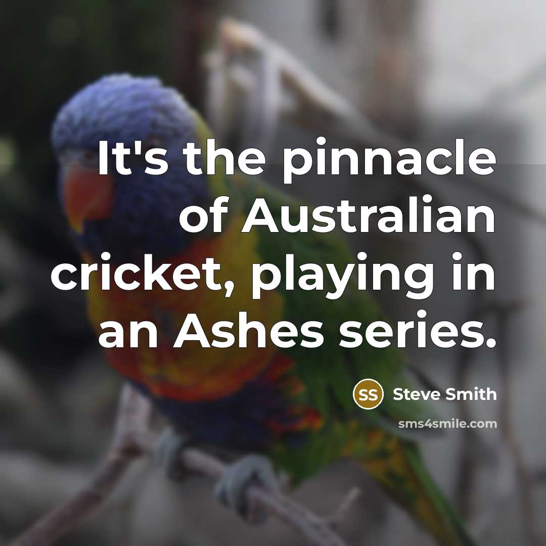 “It's the pinnacle of Australian cricket, playing in an Ashes series.” quote by Steve Smith