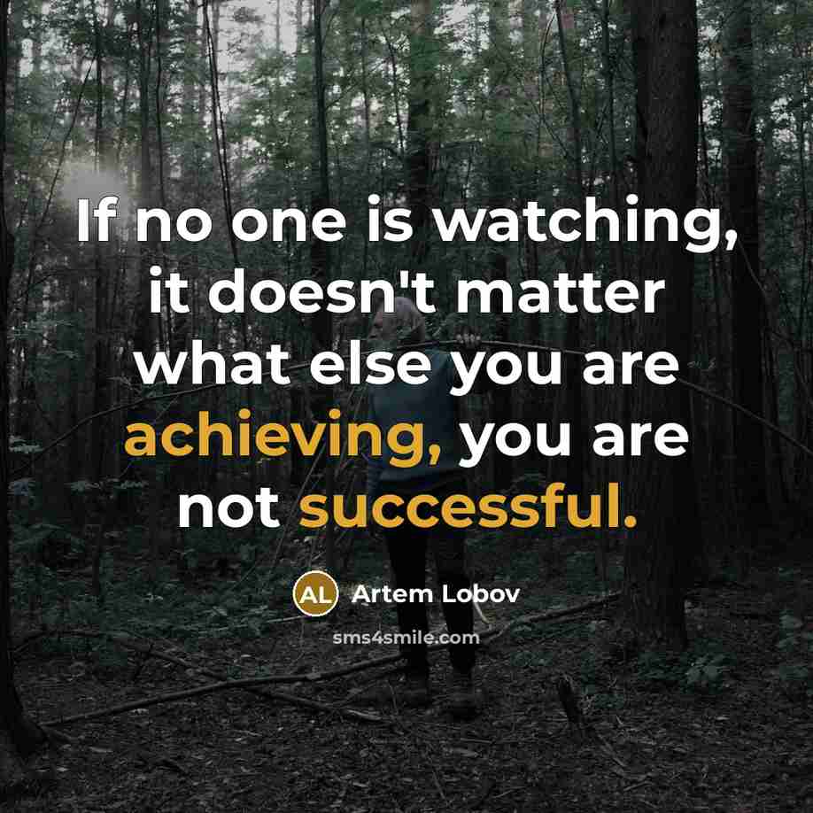 “If no one is watching, it doesn't matter what else you are achieving, you are not successful.” quote by Artem Lobov